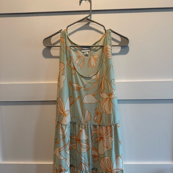 Elegant Floral Midi Dress - Blue and Orange - Picture 2 of 5